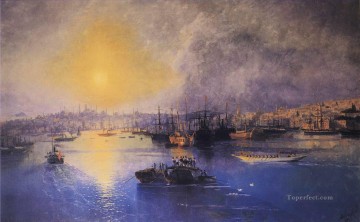  Constant Pintura Art%C3%ADstica - Puesta de sol en Constantinopla 1899 Romántico Ivan Aivazovsky Ruso